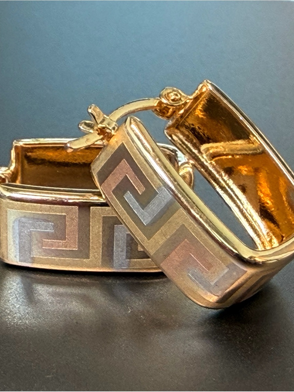 Gold-Tone Greek Key Hoop Earrings - Gold